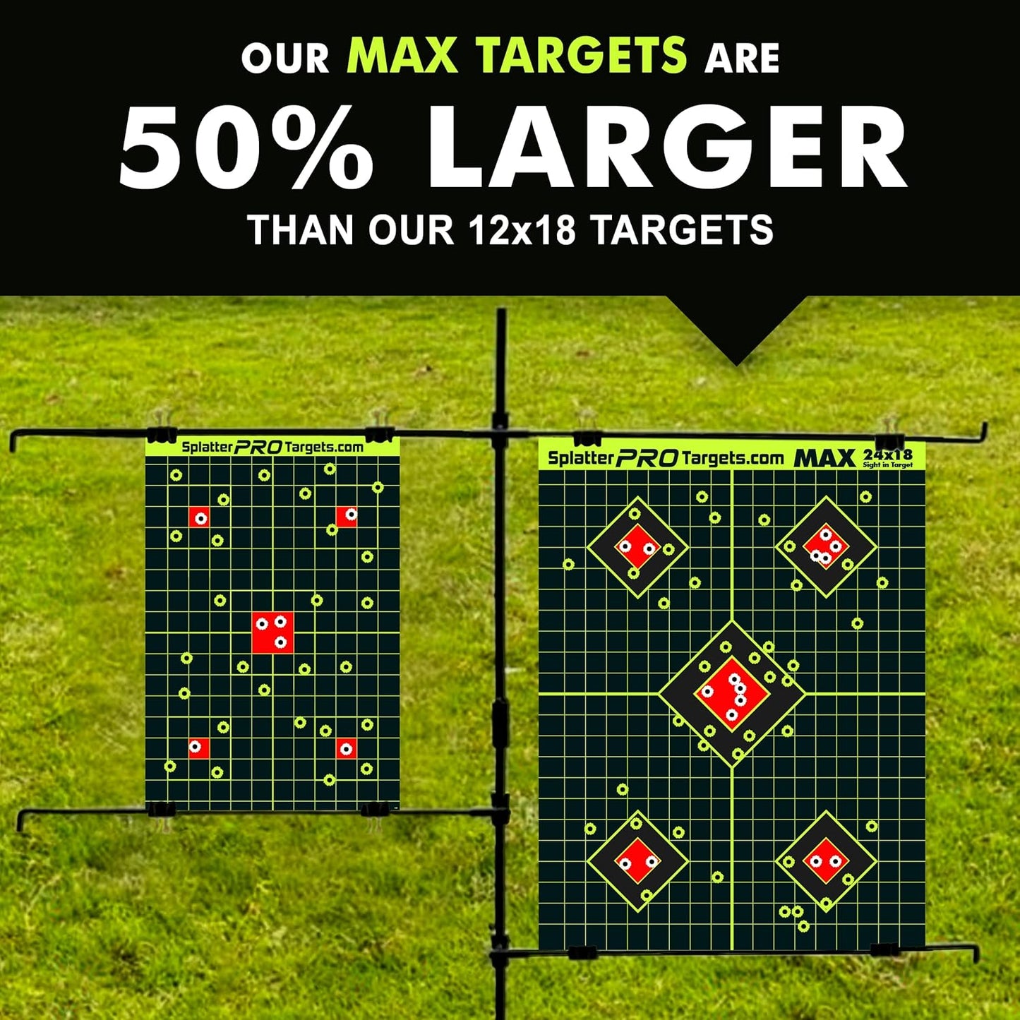 **Splatter Targets | 18x24 Extra Large Reactive Shooting Targets - Bright Fluorescent Yellow & White**