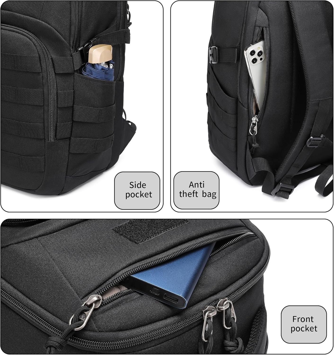 Wotony Tactical Backpack - Compact Military Assault Bag for Men | Black Color
