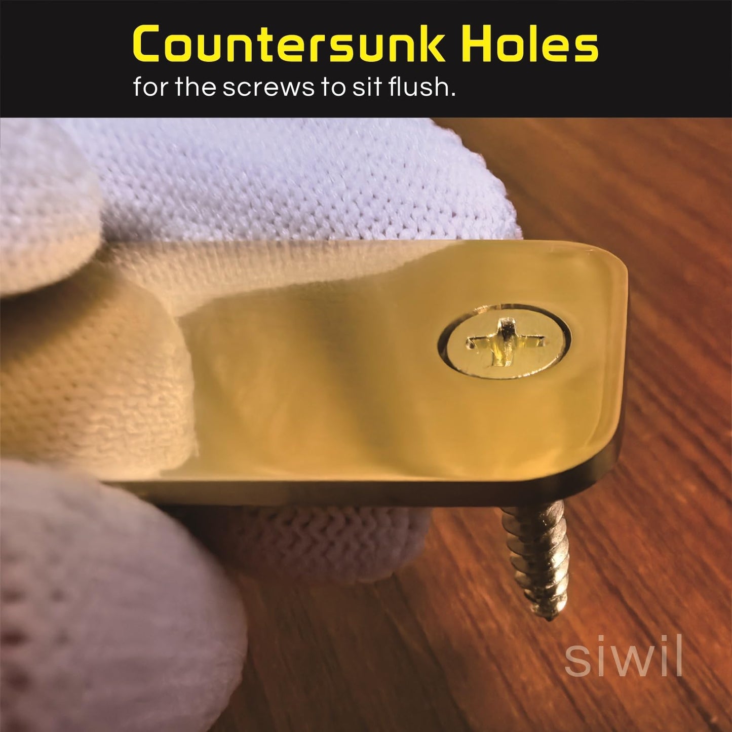 Siwil Brass Door Filler Plate 1" x 2-1/4" with Round Corner, Door Edge Hole Cover Plate – 2 Pack