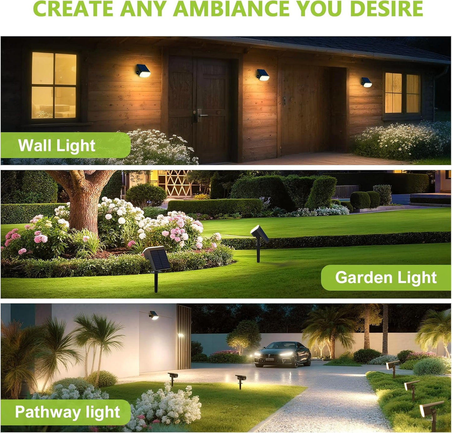 Super Bright Solar Spot Lights - 6 Pack, Waterproof IP65, 2 Color Temperatures, 4 Modes for Outdoor Landscape