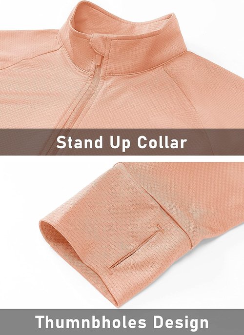 MAGCOMSEN Women's Lightweight Athletic Jacket - UPF 50+ Sun Protection, Full Zip, Long Sleeve, Outdoor Pockets