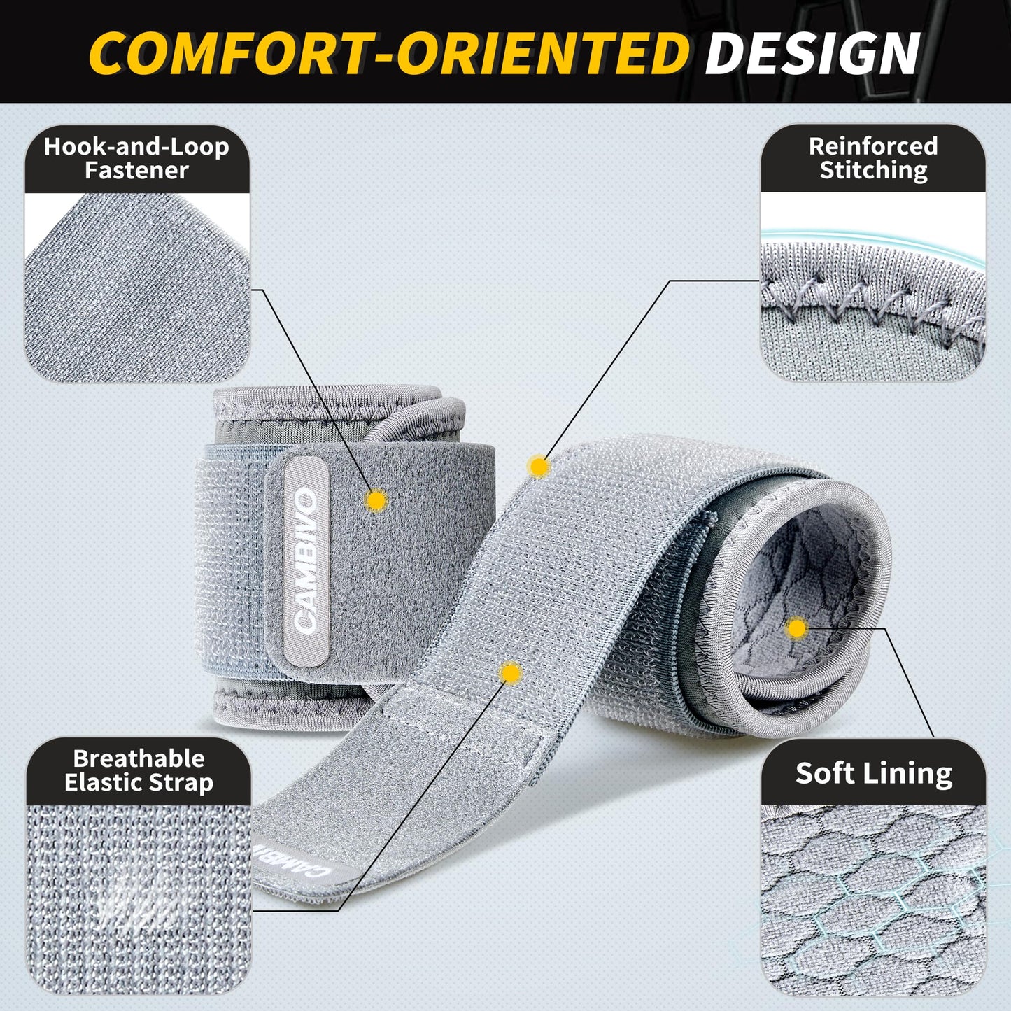 CAMBIVO Wrist Wraps for Men and Women 2 Pack, Adjustable Compression Wrist Brace for Carpal Tunnel, Wrist Support, Pain Relief, Lifting Straps for Fitness, Weightlifting, Gym Workout