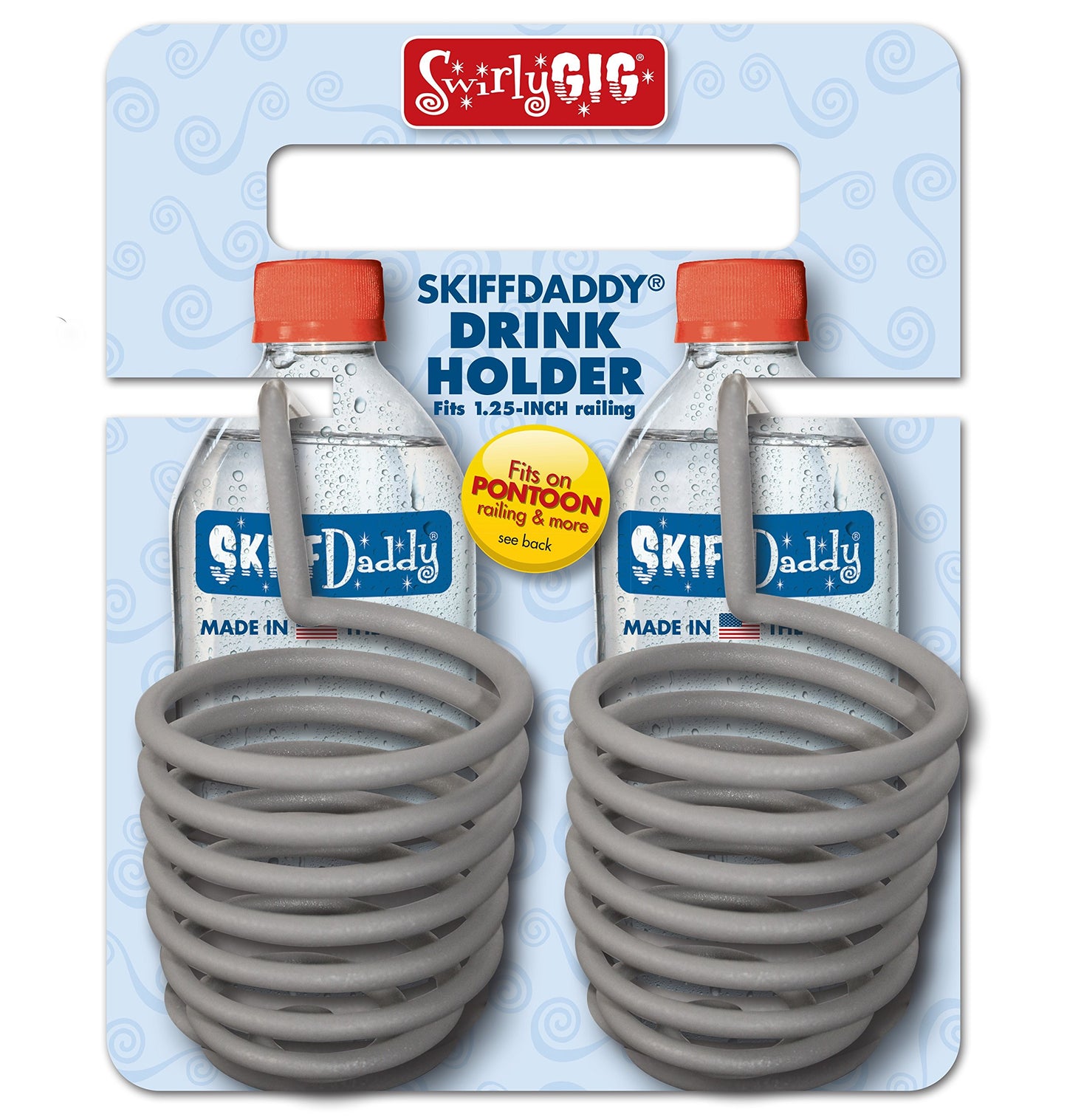 SkiffDaddy Drink Cup Phone Holder - PVC Coated Steel for Pontoon, Boat, Canoe, Patio Chair - 2 Pack