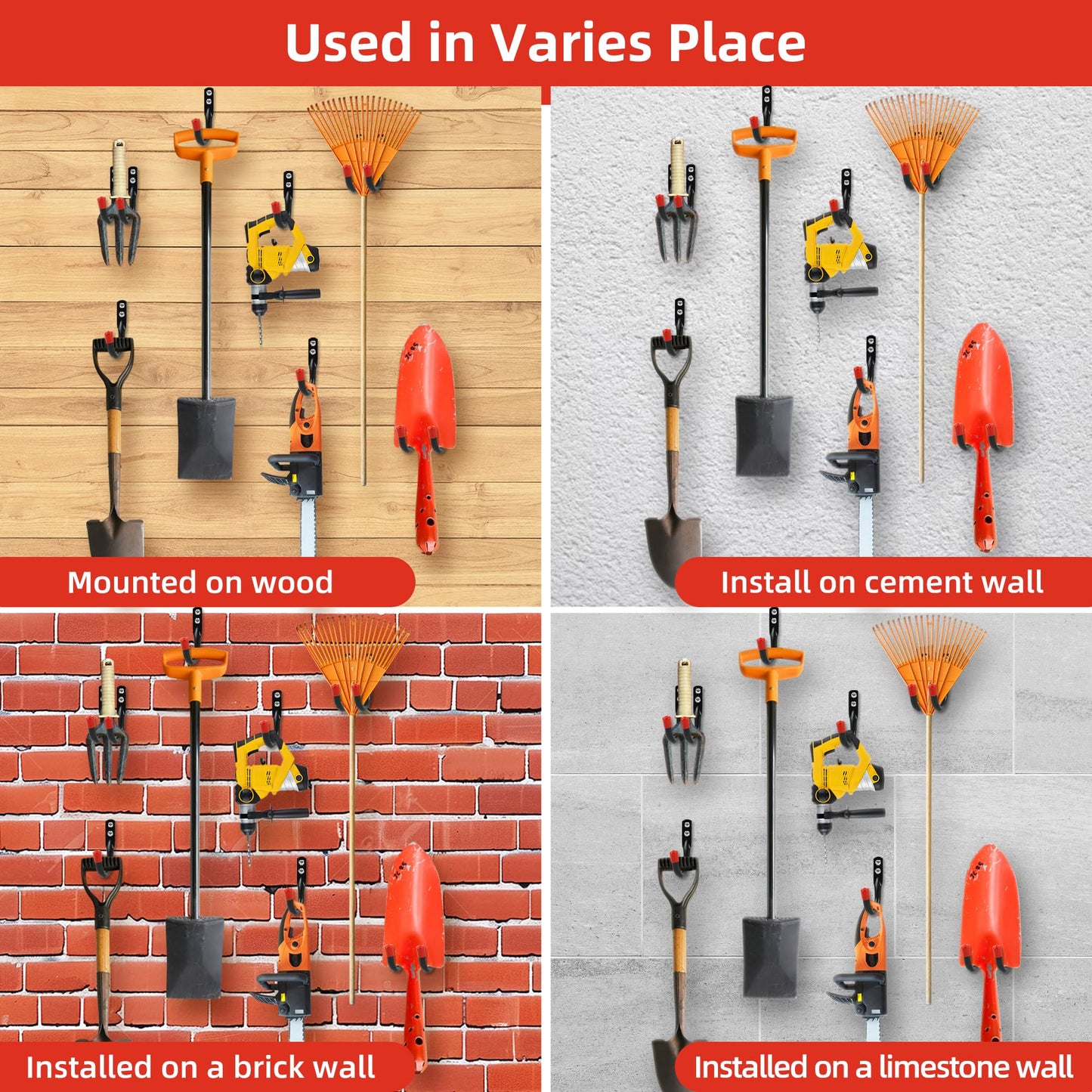 YOUNITA Heavy Duty Garage Wall Hooks for Hanging, 6Pcs Storage Hooks, 3.8inch Hanging Hook for Garage Storage and Organization,Wall Mount Utility J Hook with Wall Anchors and Screws (6, 3.8inch)