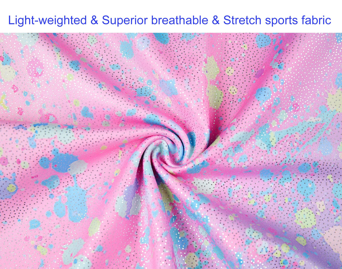 Domusgo Leotard for Girls Gymnastics Size 5-6 Years Old Glitter Starry Sky Unitard with Shorts
