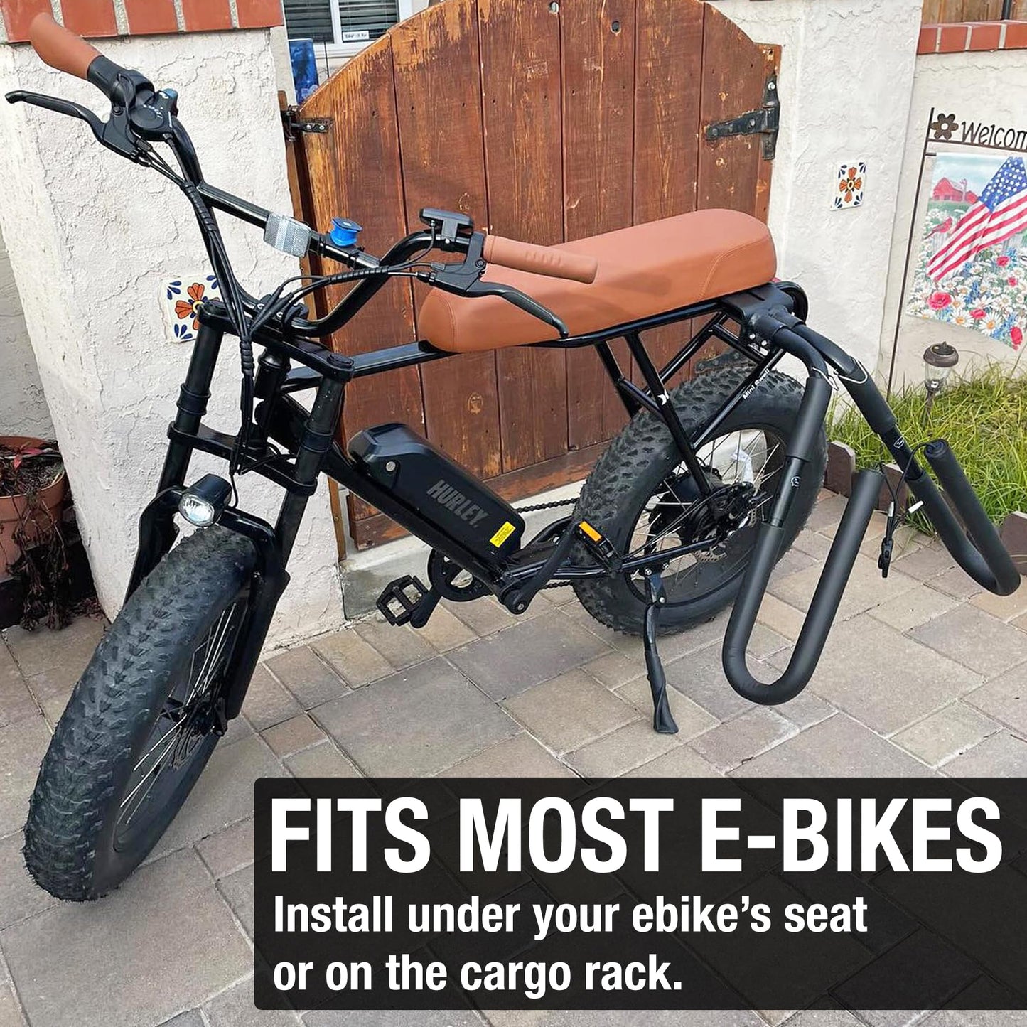 Scooter/Moped/eBike Surfboard Rack - Easy Install for Most Scooters - Less Gas, Easy Parking - for Surf Boards 8 Feet or Shorter