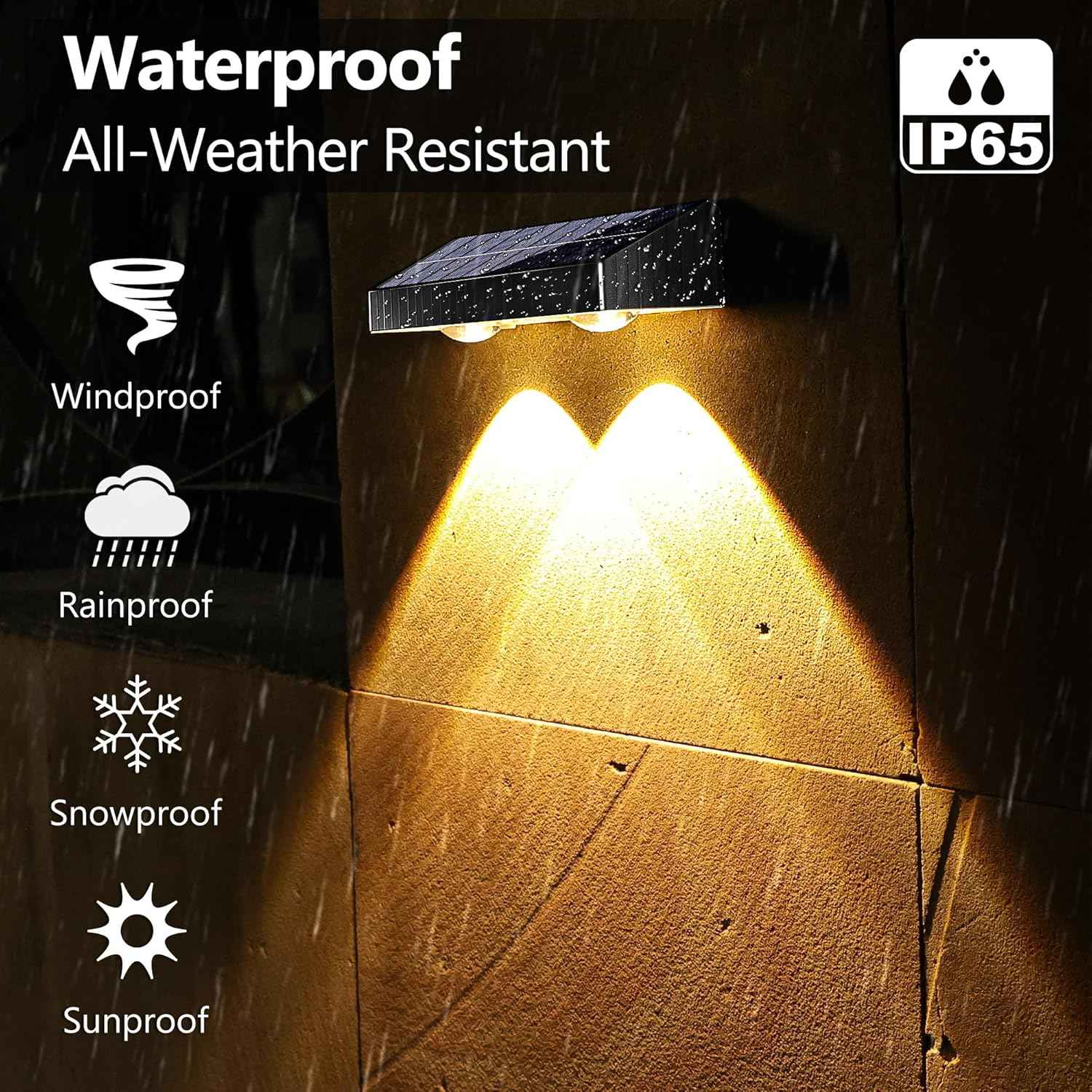 Brizled 12-Pack Solar Fence Lights – RGB & White Color-Changing Outdoor Wall Lights, IP65 Waterproof for Decks & Stairs