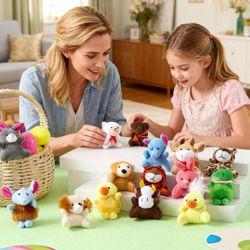 JOYIN 24 Pack Mini Animal Plush Toys - Adorable Keychain Decorations for Kids | 3" Assortment