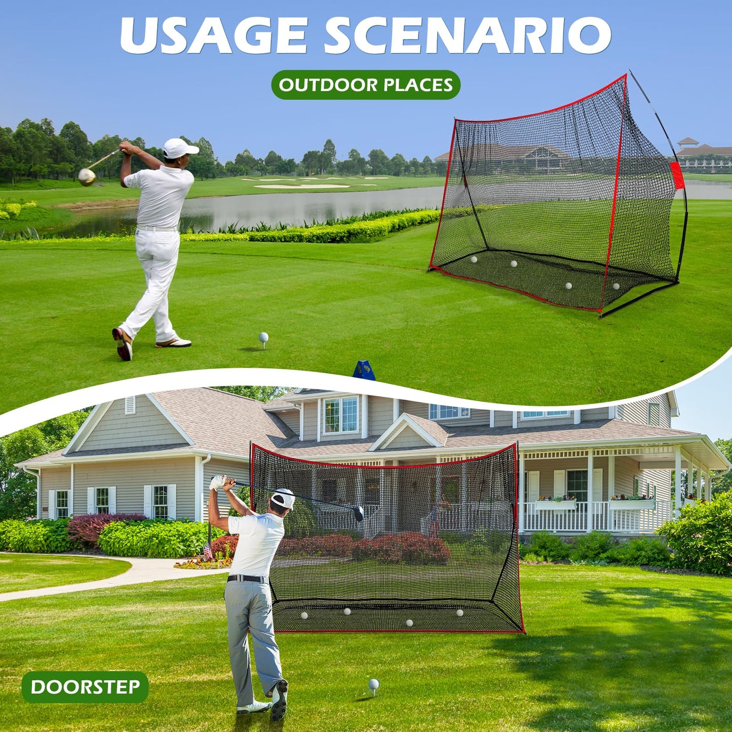 10 x 7ft Golf Net for Hitting, Chipping, Driving Training, Heavy Duty Golf Practice Net for Indoor, Backyard, Garage