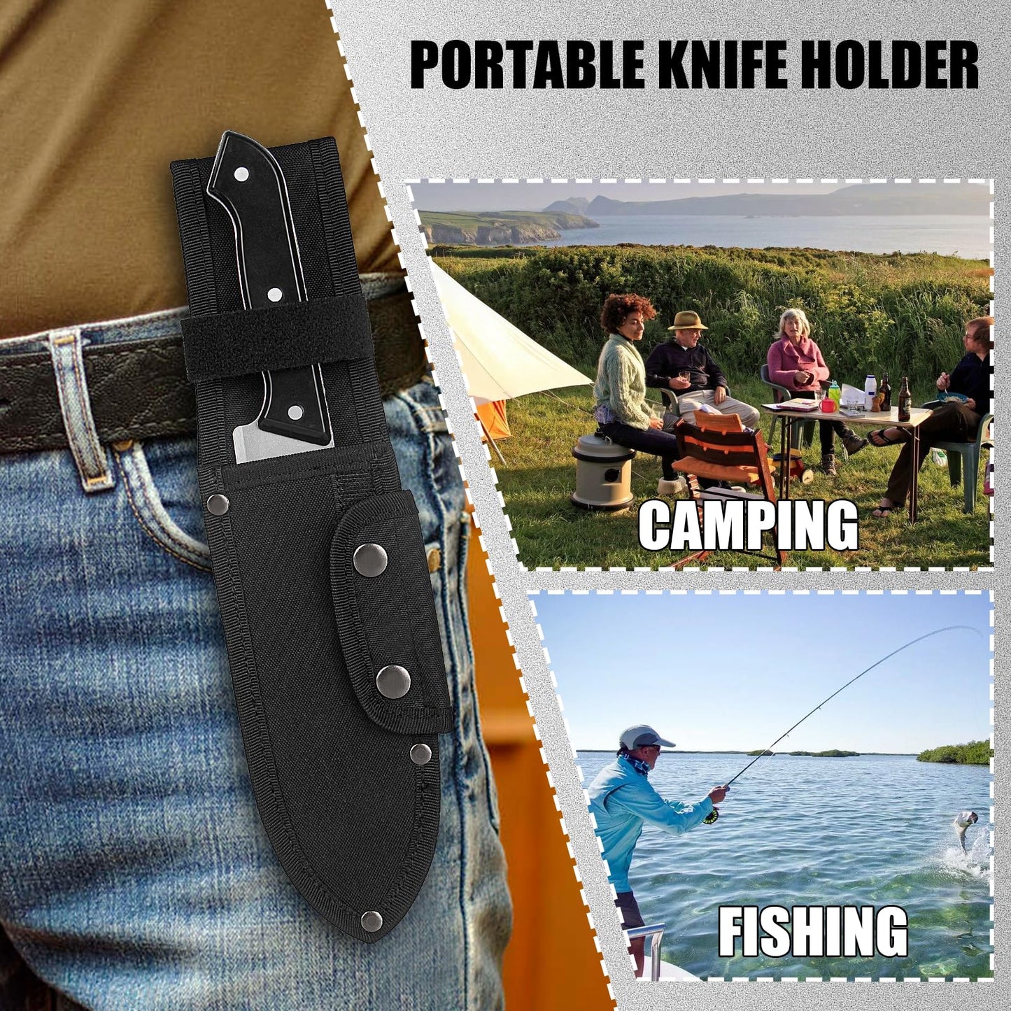 Universal Knife Sheath,Oxford Chef Knife Sheaths for Fixed Blade Knives, Knife Scabbard Cover, Shop Knife Sheath Knives Sleeves Case Edge Guards Blade Protectors for Outdoor (Black, 5.5 x 2 Inch)