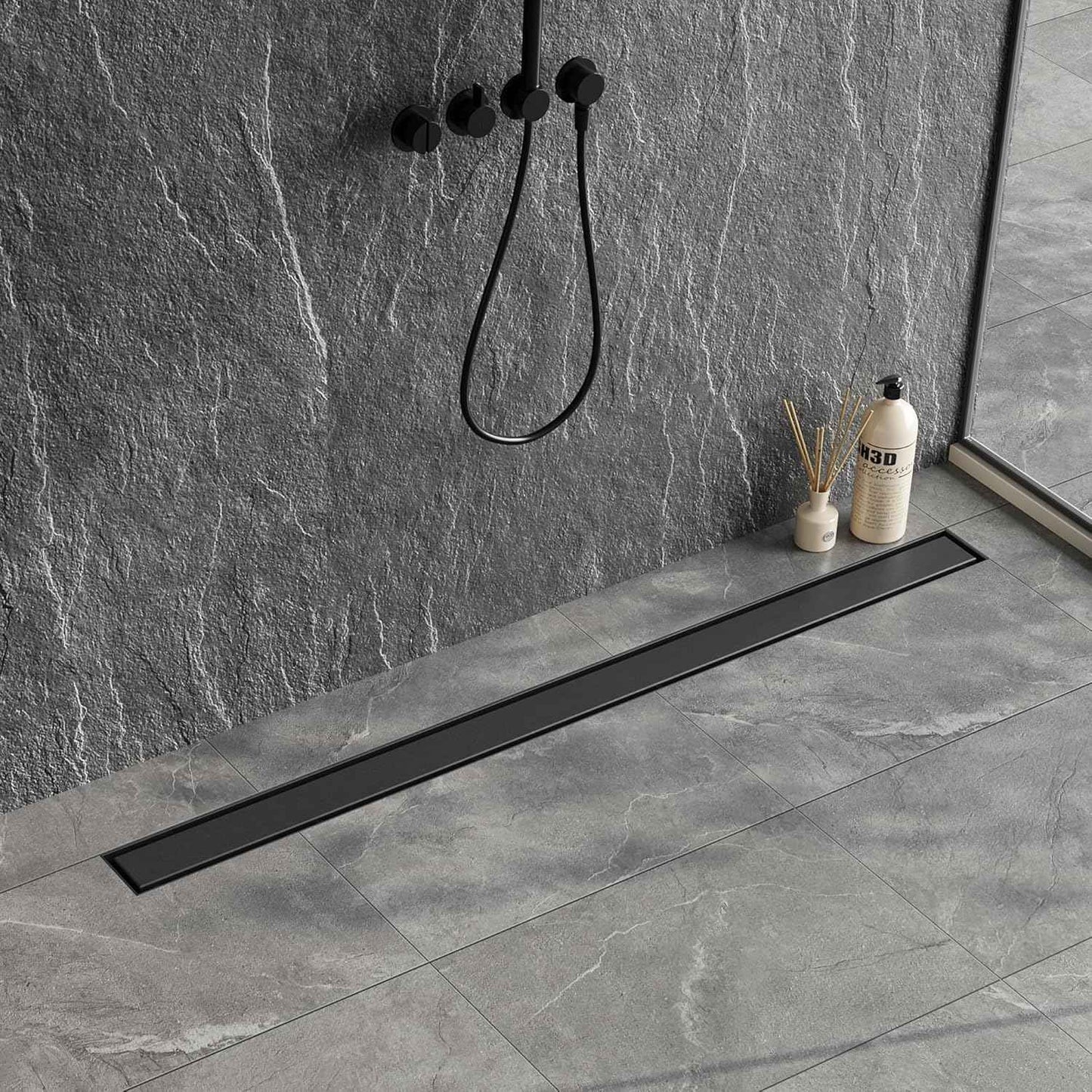 Neodrain 18-Inch Gold Linear Shower Drain - Brushed Brass, Tile Insert Cover & Hair Strainer
