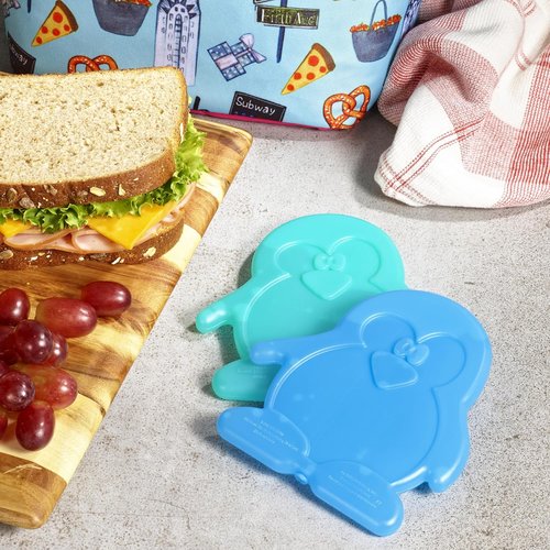 Fit & Fresh Cool Coolers | Kids Lunch Box Ice Packs - Slim & Reusable, Multicolored Set of 4 (Penguin)