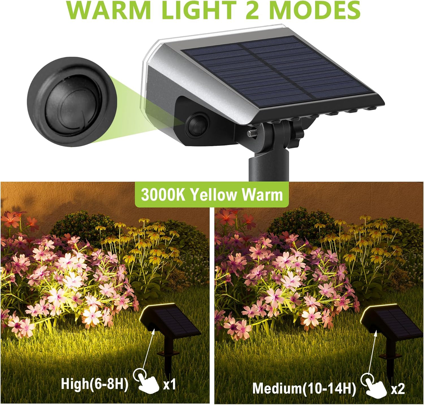 Super Bright Solar Spot Lights - 6 Pack, Waterproof IP65, 2 Color Temperatures, 4 Modes for Outdoor Landscape