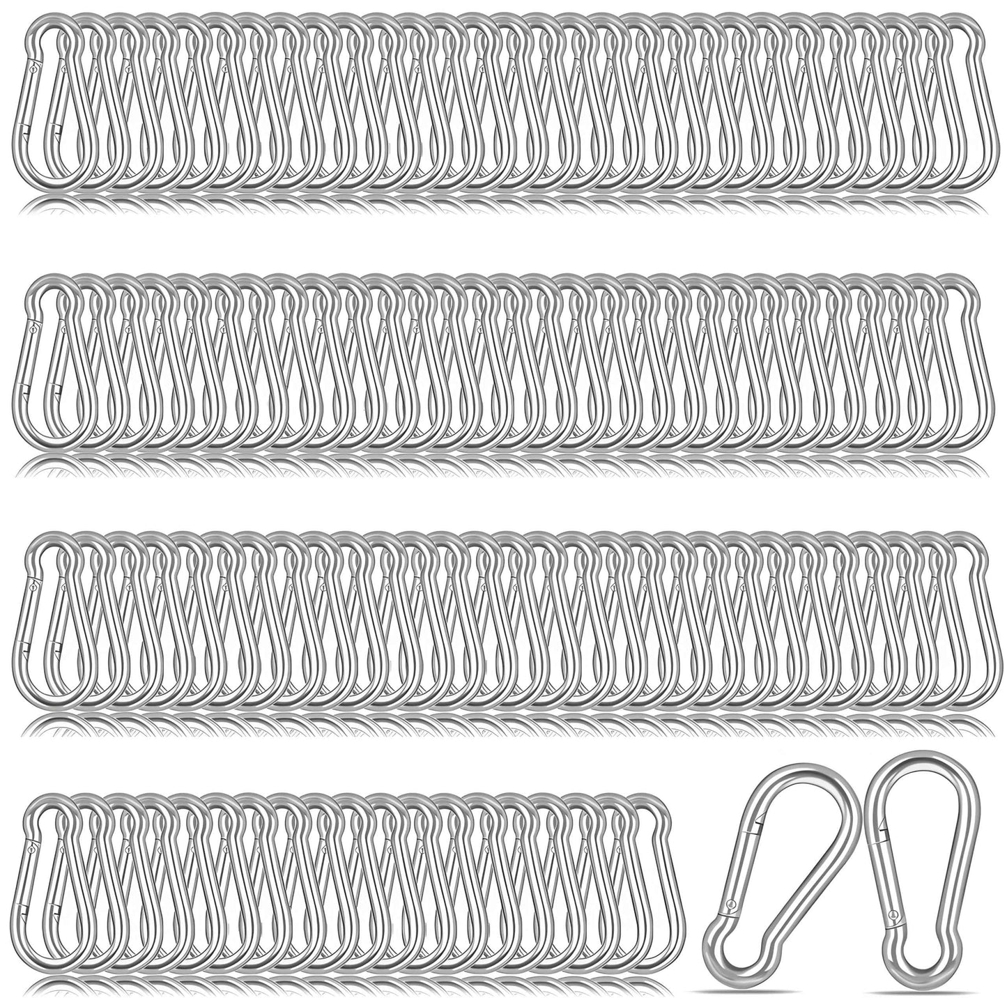 200PCS M4 Spring Snap Hook Carabiner, 1.57 Inch Small Carabiner Clip, Heavy Duty Galvanized Steel Spring Clip, Quick Link Key Chain for Swing Hammock Gym Outdoor, 120LBS Holding Capacity