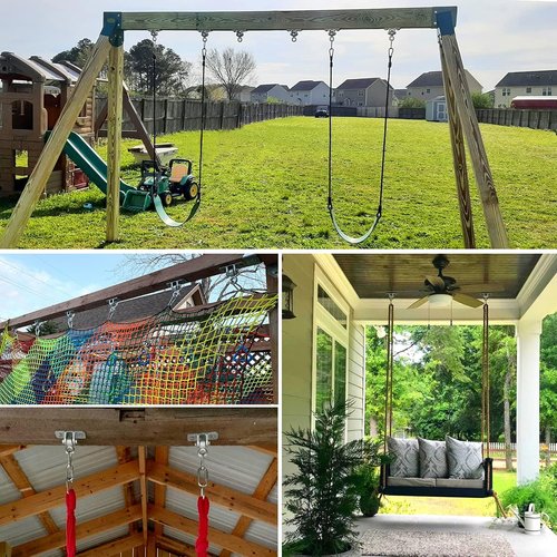 BETOOLL Heavy-Duty Swing Hangers - 2400lb Capacity for Wooden Sets | Indoor/Outdoor Use, Silver, Set of 2