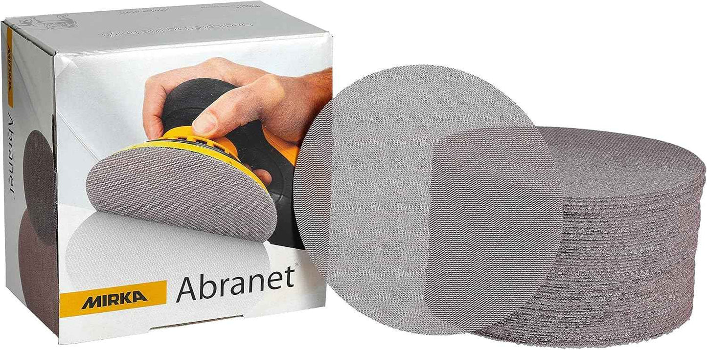 Mirka Abranet 6-Inch Sanding Discs - Grit 320, Hook and Loop, Dust-Free, 50 Pack