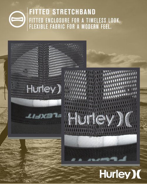 Hurley Mens Hat - Oceanside Flex Fitted Trucker Hat, Size Large-X-Large, Light Bone