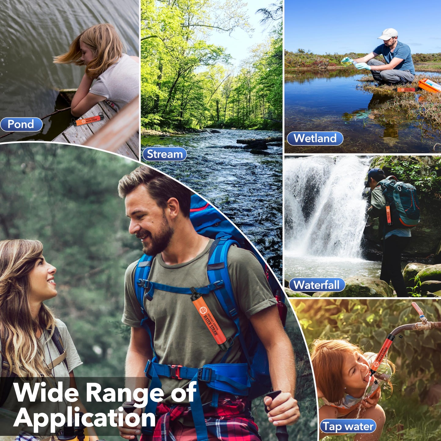 Lormandy Straw Water Filter 5 Pack - Outdoor Camping & Hiking Survival Gear
