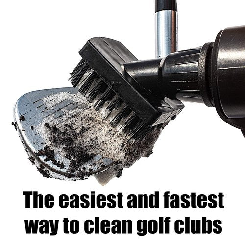 59Golf - Golf Club Cleaning kit : foaming Golf Club Brush with Water/soap Tank + Golf Club Towel + Golf Ball Towel + Magnetic Keychain (Brush + Black Towels)