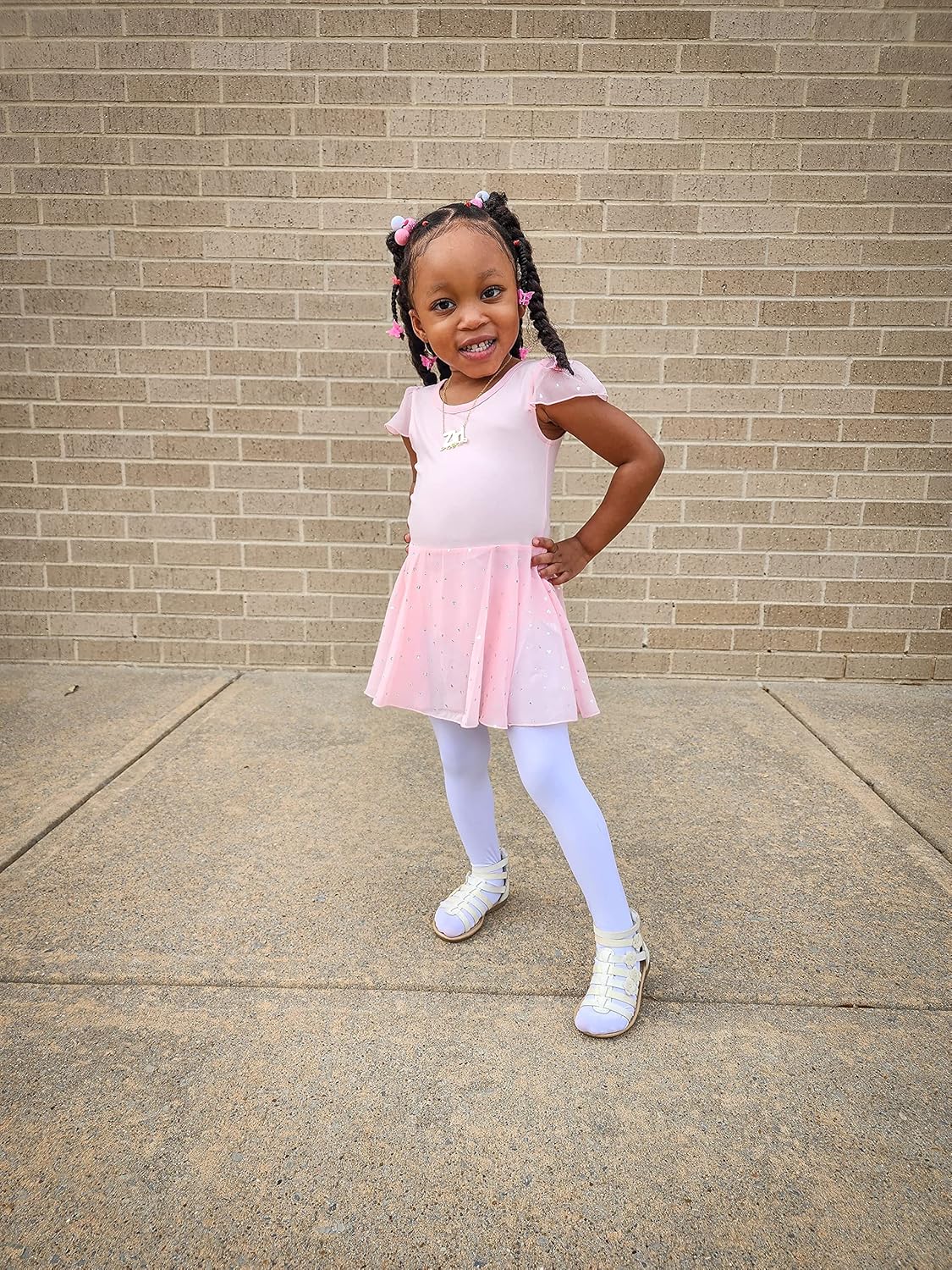 Stelle Ballet Leotard for Girls - Toddler Pink Dance Outfit with Ruffle Sleeves & Skirt