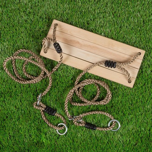 Hey! Play! Wooden Swing - Adjustable Nylon Rope for Kids Playset or Tree | Brown, 80-SA-062