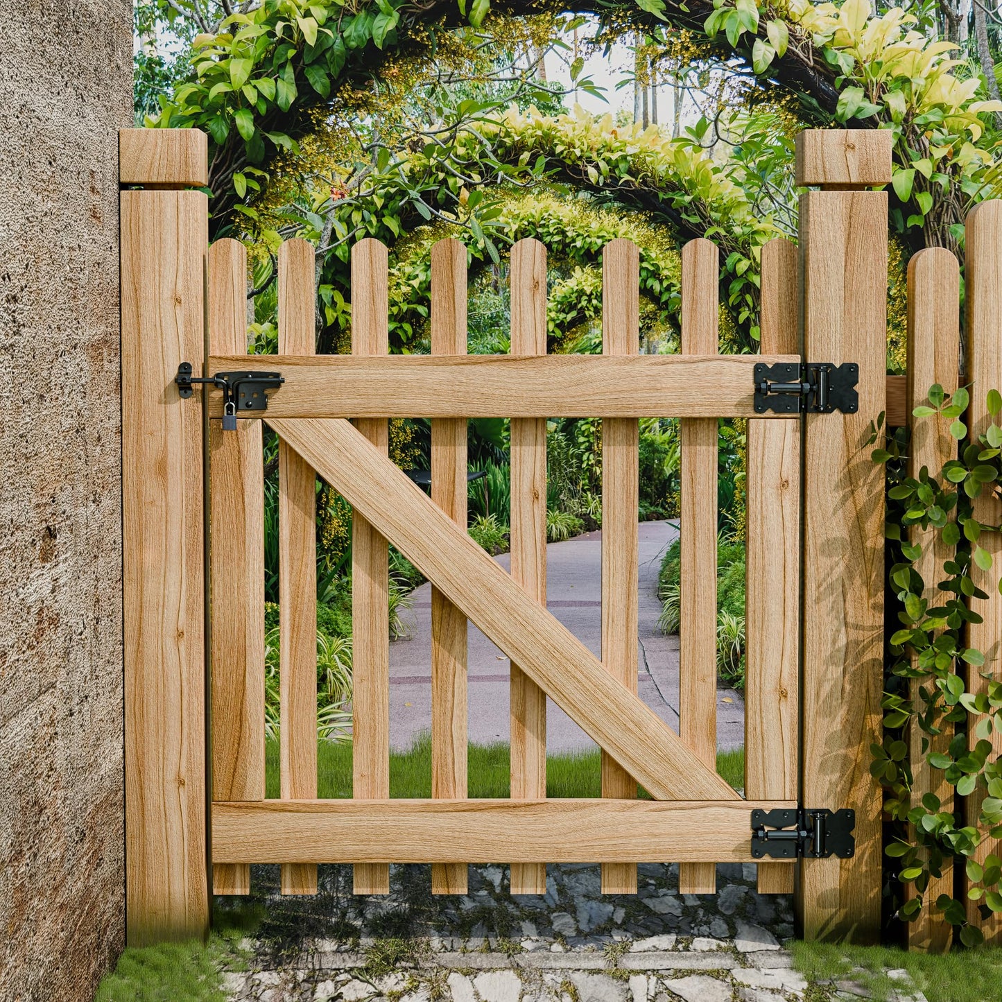 KABMOZ Slide Bolt Gate Latch,Wooden Fence Door Lock with Padlock Hole,Heavy Duty Hardware for Wooden Fence,shed Door,Yard Door,Barn Door,Outdoor Latch,Black (1, Black)