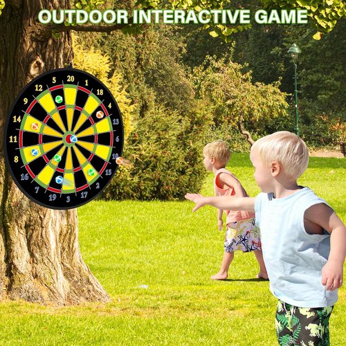 Large Dart Board - Double-Sided Kids Dart Board with Sticky Balls | Fun Indoor/Outdoor Game for Ages 3-12