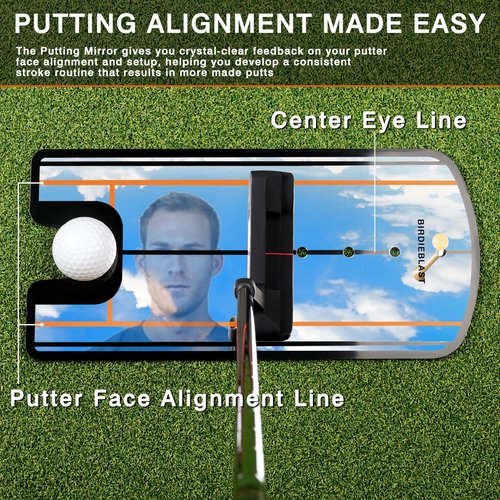 BIRDIEBLAST Golf Putting Mirror, Putting Mirror Training Aid for Golf with Putter Line,Golf Training Putters for Beginners
