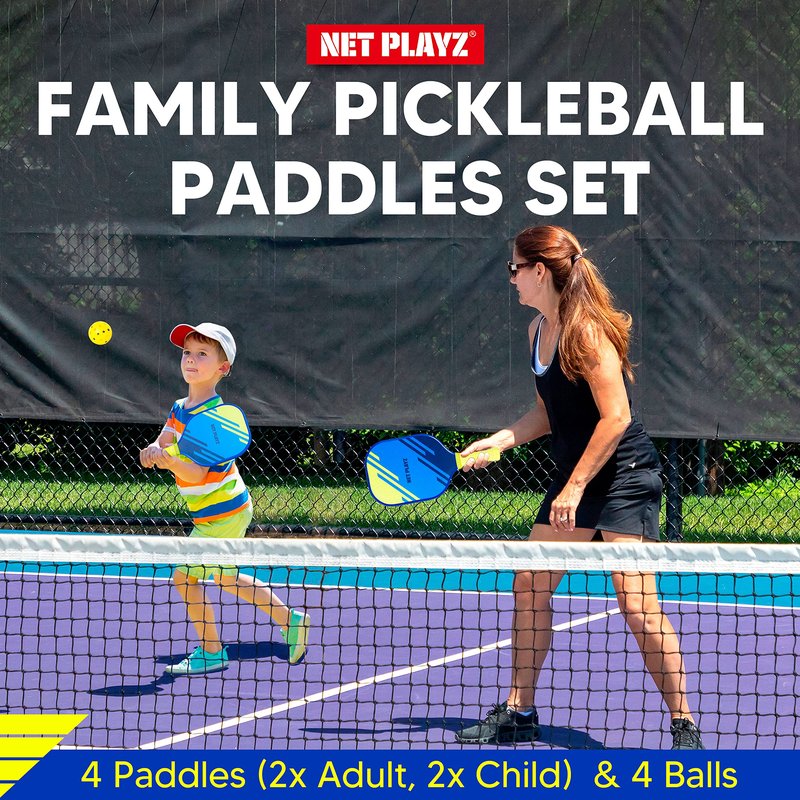 Pickleball Paddles Family Set, 2 Child-Size & 2 Adult-Size USAPA Approved Family Set for Kids, Parent-Child Adult/Junior