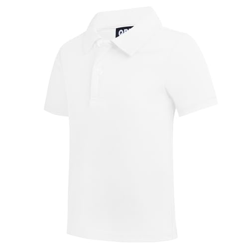 Boys' Performance Polo Shirt - Quick-Dry Golf Shirt, 8 Years / White