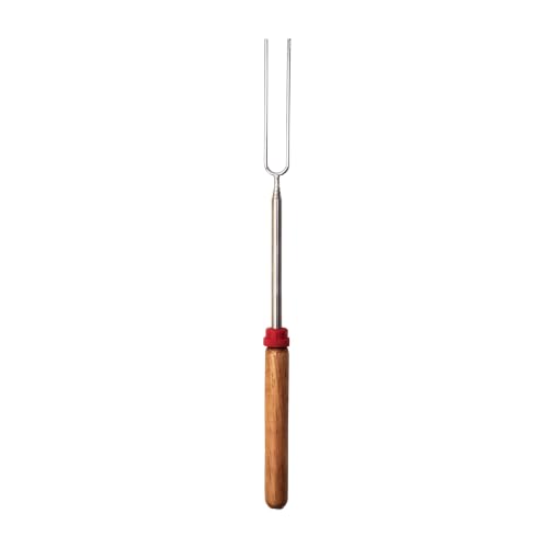 Telescoping Roasting Fork - 34" Stainless Steel Skewer with Wooden Handle