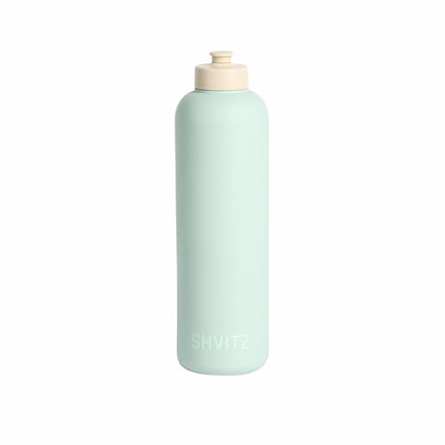 SHVITZ 24oz Soft-Touch Sports Water Bottle with One-Hand Spout - BPA Free (Seafoam)