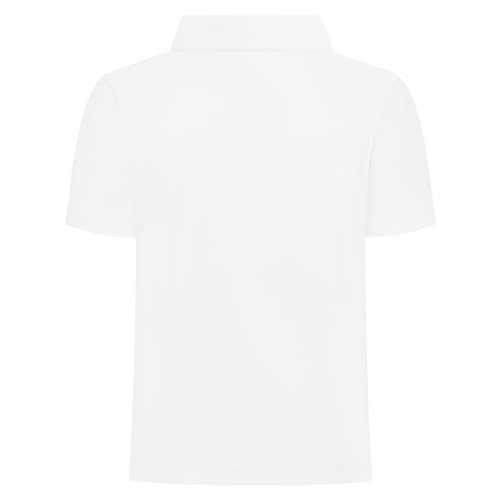 Boys' Performance Polo Shirt - Quick-Dry Golf Shirt, 8 Years / White