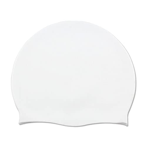 Waterproof Silicone Swim Cap - Comfortable Bathing Cap - White - One Size