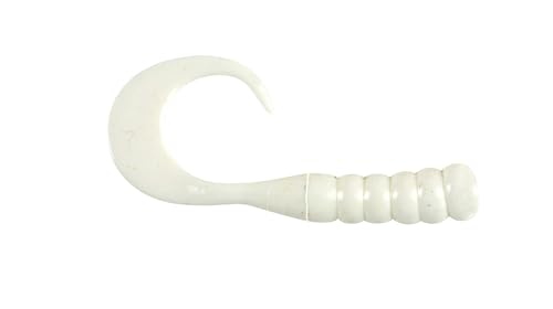 Ribbontail Grub Fishing Lures - 3-Inch White Soft Plastic, 15 Count