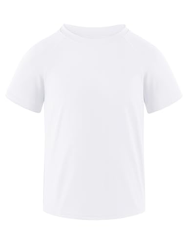 Boys Rash Guard Short Sleeve Swim Shirt - 13-14 Years, White