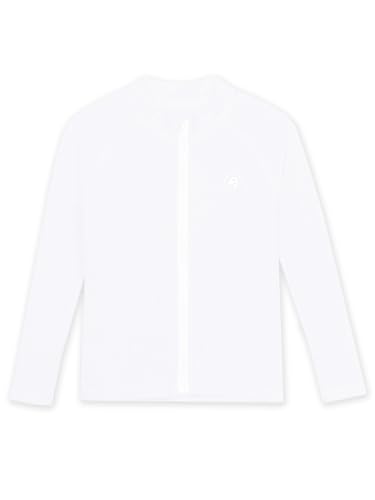 Unisex Kids Zipper Rash Guard - UPF 50+ Sun Shirt, 5-6 Years White