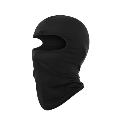 Kids Windproof Balaclava Face Mask - Lightweight Neck Gaiter - Black 4-7Y