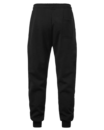 A WATERWANG Men's Black Heavyweight Fleece Sweatpants Medium - Tapered Joggers for Workout
