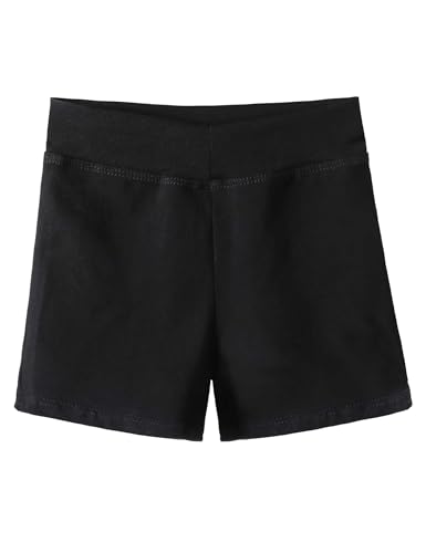 Girls Cotton Dance Shorts - Highly Elastic Ballet Pants - Black, 4-5T