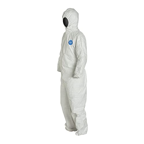 DuPont Tyvek 400 TY127S Disposable Protective Coverall with Respirator-Fit Hood and Elastic Cuff, White