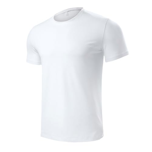 Men's Short Sleeve Crew Neck Workout Shirt - Large, White