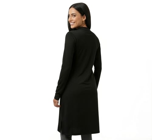 Retaj Modest Activewear Long Sleeve Workout Top - Small Black, Breathable Yoga & Gym Shirt for Women