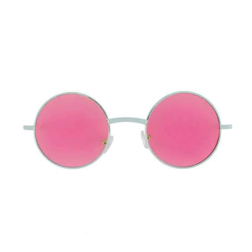 Round Sunglasses with Pink Tinted Lens - Retro Metal Frame UV400