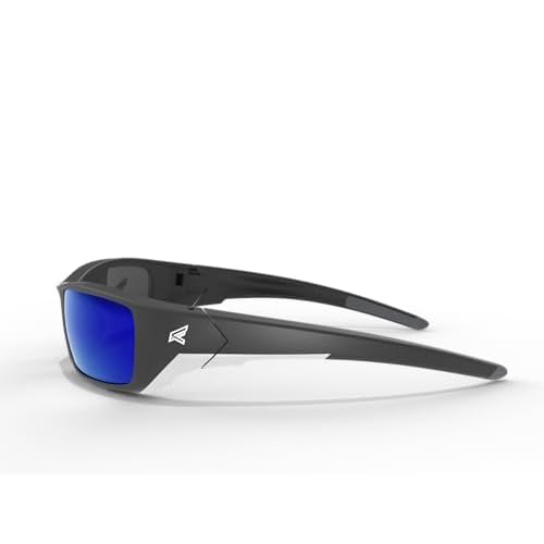 EDGE Reclus ANSI-Rated Safety Glasses - Black Frame/Polarized Aqua Precision Blue Mirror Lenses