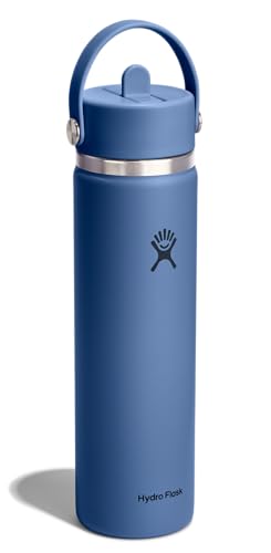 Hydro Flask 24 oz Harbor Blue Wide Mouth Insulated Water Bottle with Leakproof Straw Cap