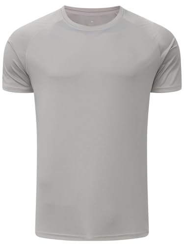 Men's Moisture-Wicking Quick-Dry Sports T-Shirt - Light Grey, Small