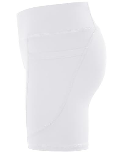 Youth Compression Shorts with Pockets - 5" White