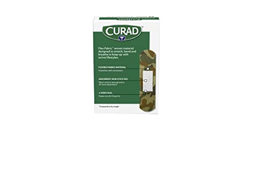 Curad Green Camo Adhesive Bandages, 0.75 x 3 in, 25 Count