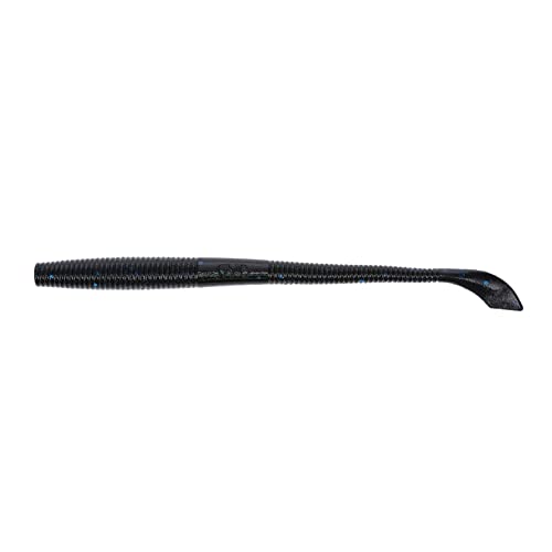 5" Kut Tail Worm Fishing Lure - Soft Plastic Bait, Black With Large Blue - 10 Pack